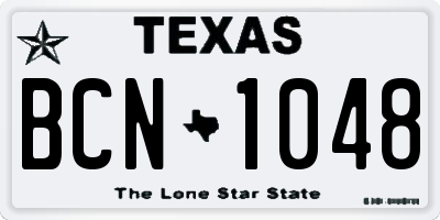 TX license plate BCN1048