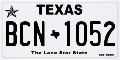 TX license plate BCN1052