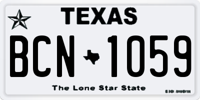 TX license plate BCN1059