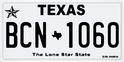 TX license plate BCN1060