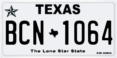 TX license plate BCN1064