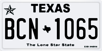 TX license plate BCN1065