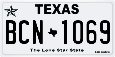 TX license plate BCN1069