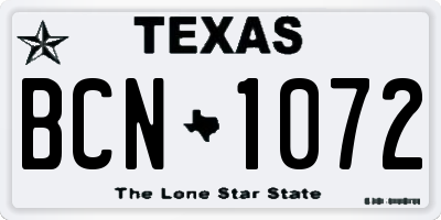 TX license plate BCN1072