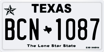 TX license plate BCN1087