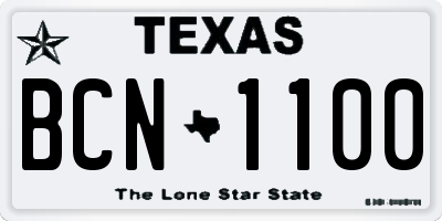 TX license plate BCN1100