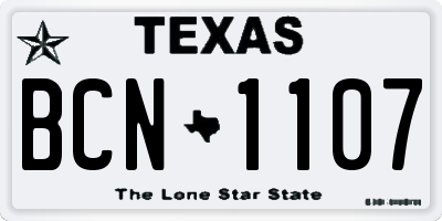 TX license plate BCN1107