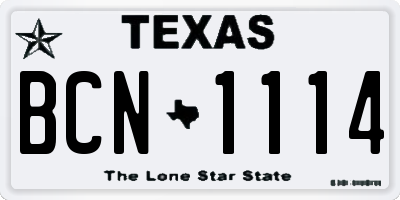 TX license plate BCN1114