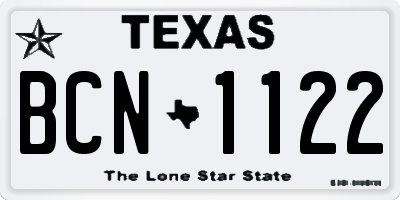 TX license plate BCN1122