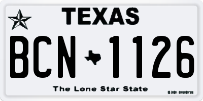 TX license plate BCN1126