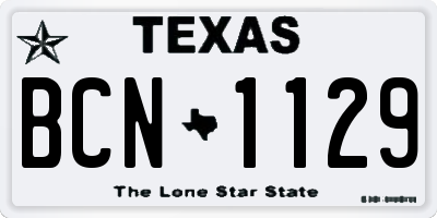 TX license plate BCN1129