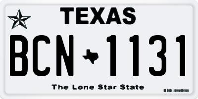 TX license plate BCN1131