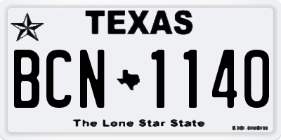 TX license plate BCN1140