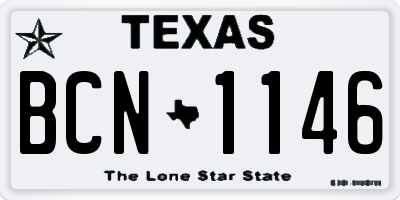 TX license plate BCN1146
