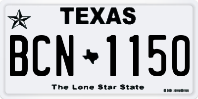 TX license plate BCN1150