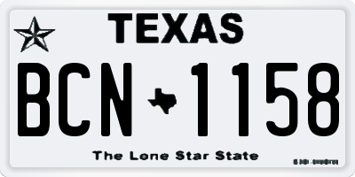 TX license plate BCN1158