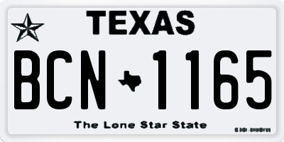 TX license plate BCN1165