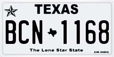 TX license plate BCN1168
