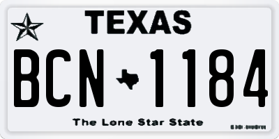 TX license plate BCN1184