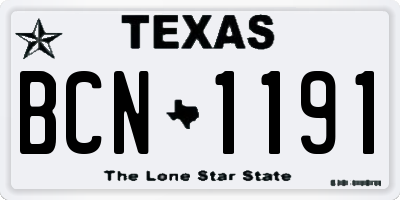 TX license plate BCN1191