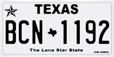 TX license plate BCN1192