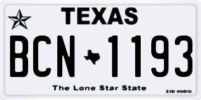 TX license plate BCN1193