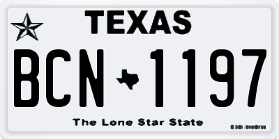 TX license plate BCN1197