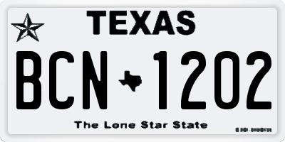 TX license plate BCN1202