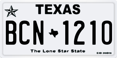 TX license plate BCN1210