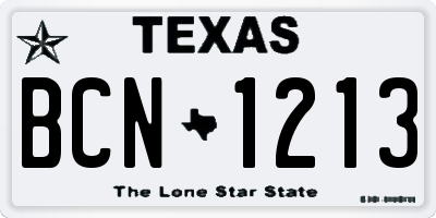 TX license plate BCN1213