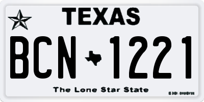 TX license plate BCN1221