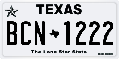 TX license plate BCN1222