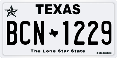 TX license plate BCN1229