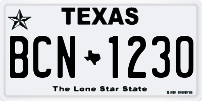 TX license plate BCN1230