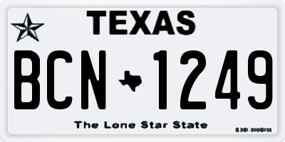 TX license plate BCN1249
