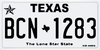 TX license plate BCN1283