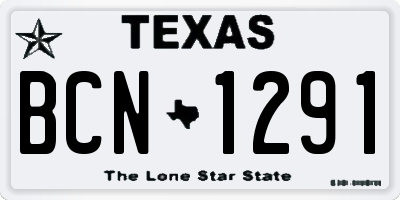 TX license plate BCN1291