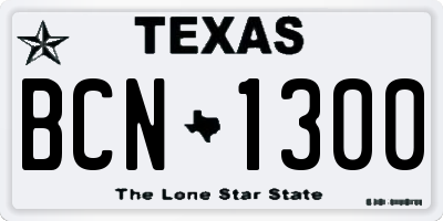 TX license plate BCN1300