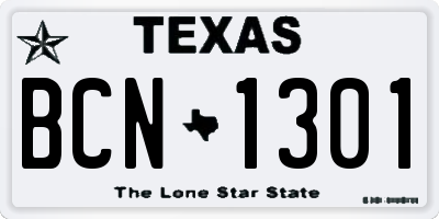 TX license plate BCN1301