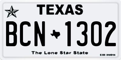 TX license plate BCN1302