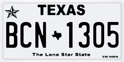 TX license plate BCN1305