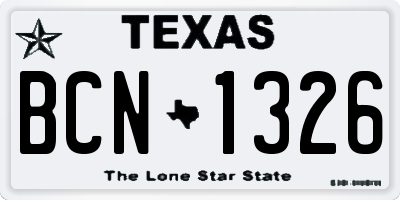 TX license plate BCN1326