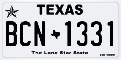 TX license plate BCN1331