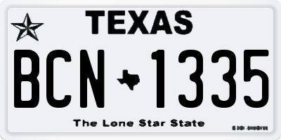 TX license plate BCN1335