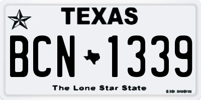 TX license plate BCN1339