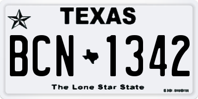 TX license plate BCN1342