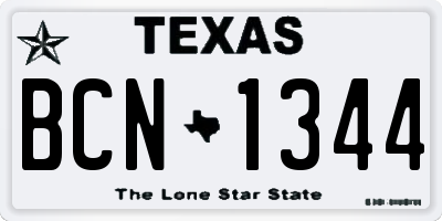 TX license plate BCN1344