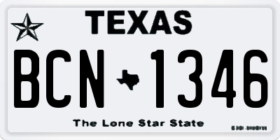 TX license plate BCN1346