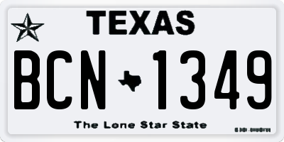 TX license plate BCN1349
