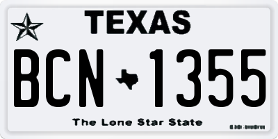 TX license plate BCN1355